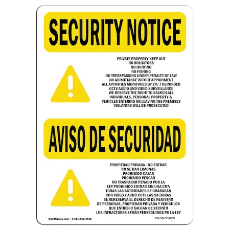 OSHA SECURITY NOTICE, 10 Height, 14 Width, Decal